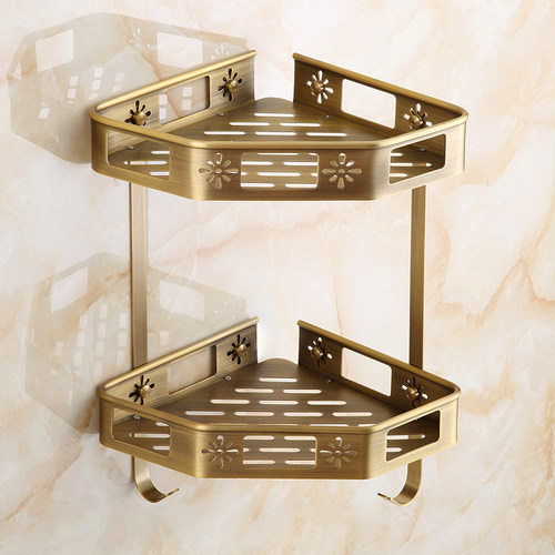 仿古铜篮黄铜置物架欧式三角架