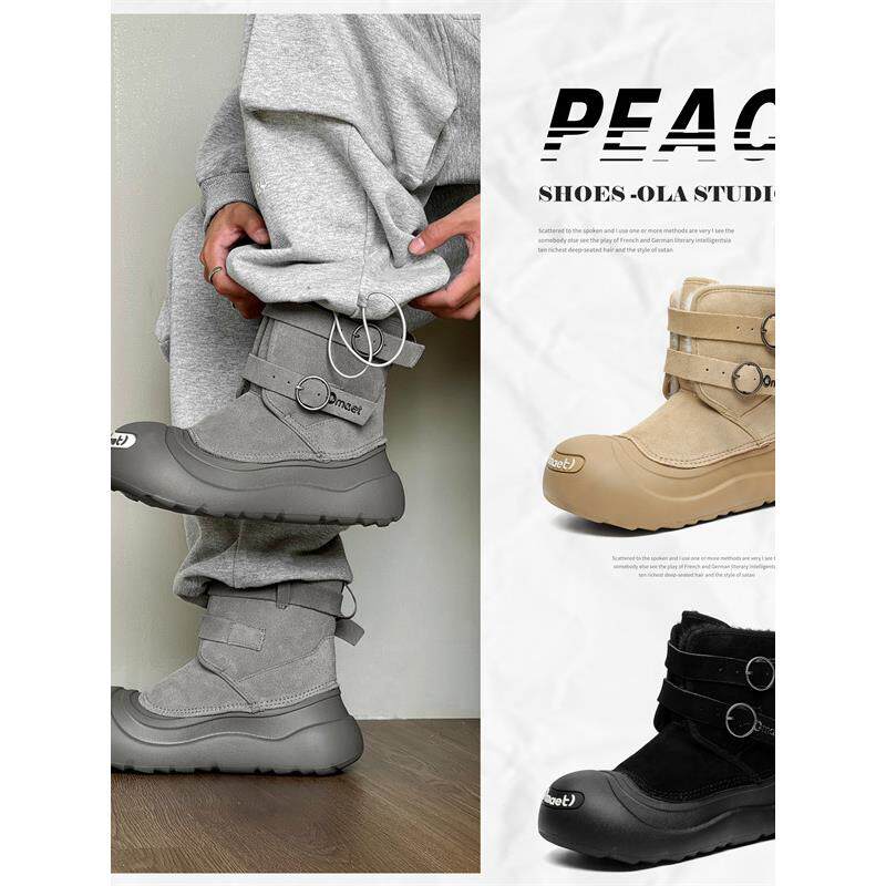 【老派棉鞋】开口笑丑萌大头马丁靴情侣款冬季厚底保暖加绒雪地靴