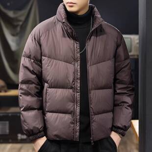 法国进口品牌90白鸭绒羽绒服男加厚保暖复古立领防寒外套夹克新款