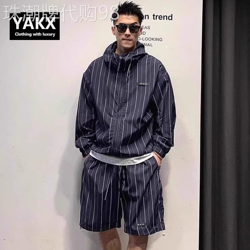 高端防晒衣套装男士夏季2026新款连帽防晒服外套搭配短裤男款一套