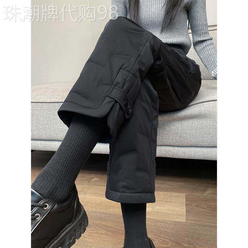 白鸭绒直筒羽绒裤女士外穿2025冬季新款时尚高腰加厚防寒保暖棉裤
