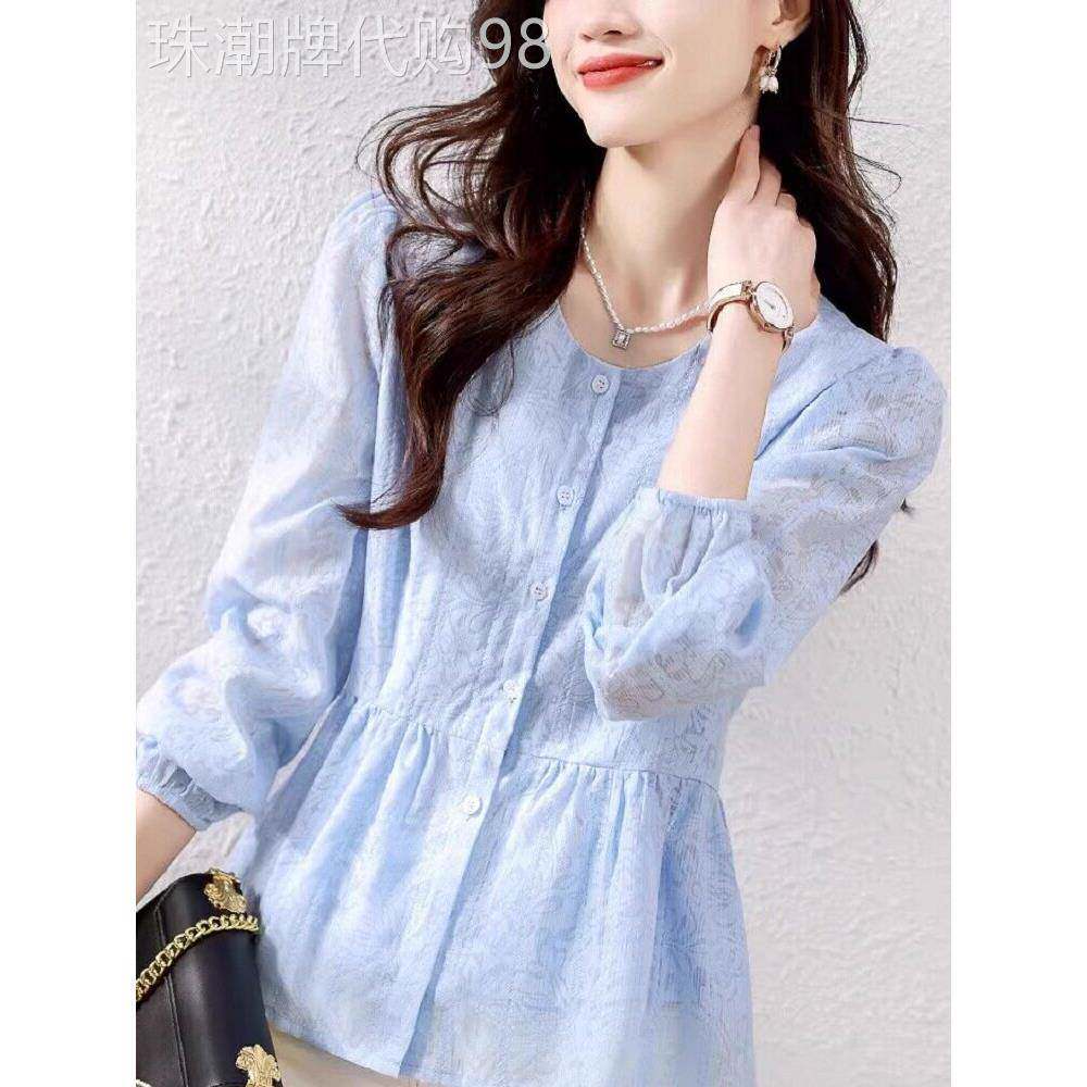雪纺衬衫2025春夏女式新时尚小香味绣花上衣优雅修身短裙小衬衫