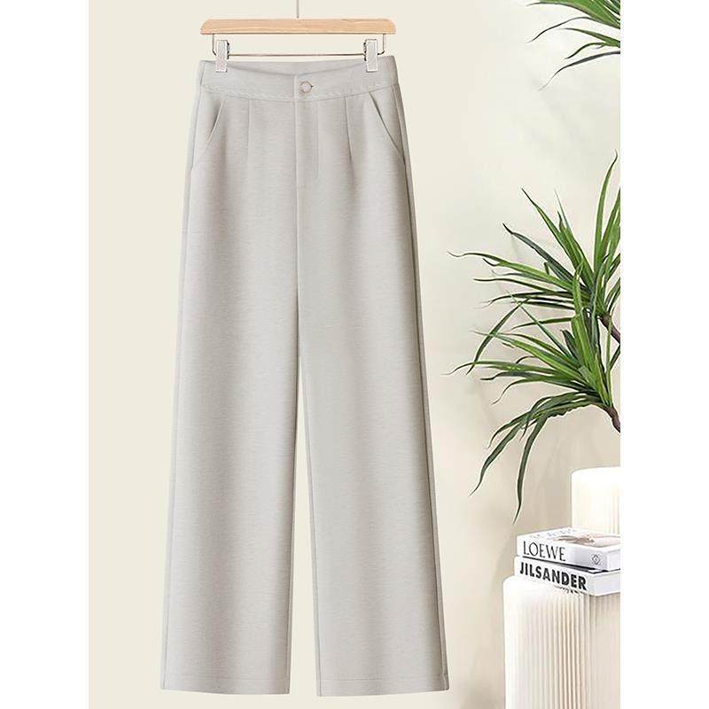 高档轻奢醋酸羊毛窄版西装裤女士秋冬款高腰垂感休闲裤阔腿直筒裤