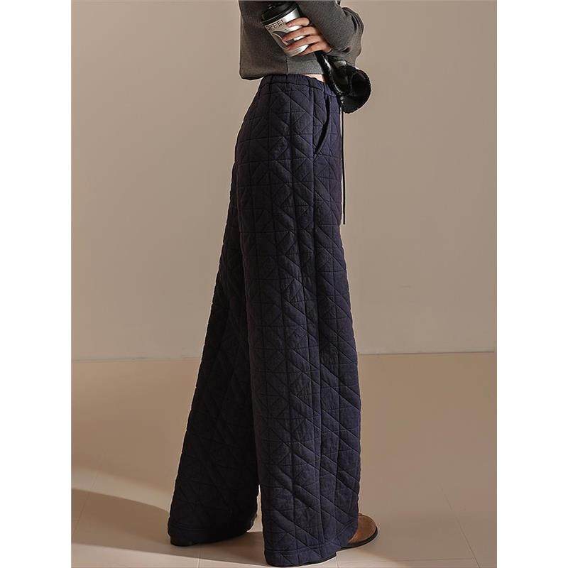SPYB宽松直筒阔腿藏青色菱格棉裤女秋冬季新款夹棉外穿保暖加厚裤,女装/女士精品,棉裤/羽绒裤,淘宝优惠券,粉丝福利购,淘宝优惠卷