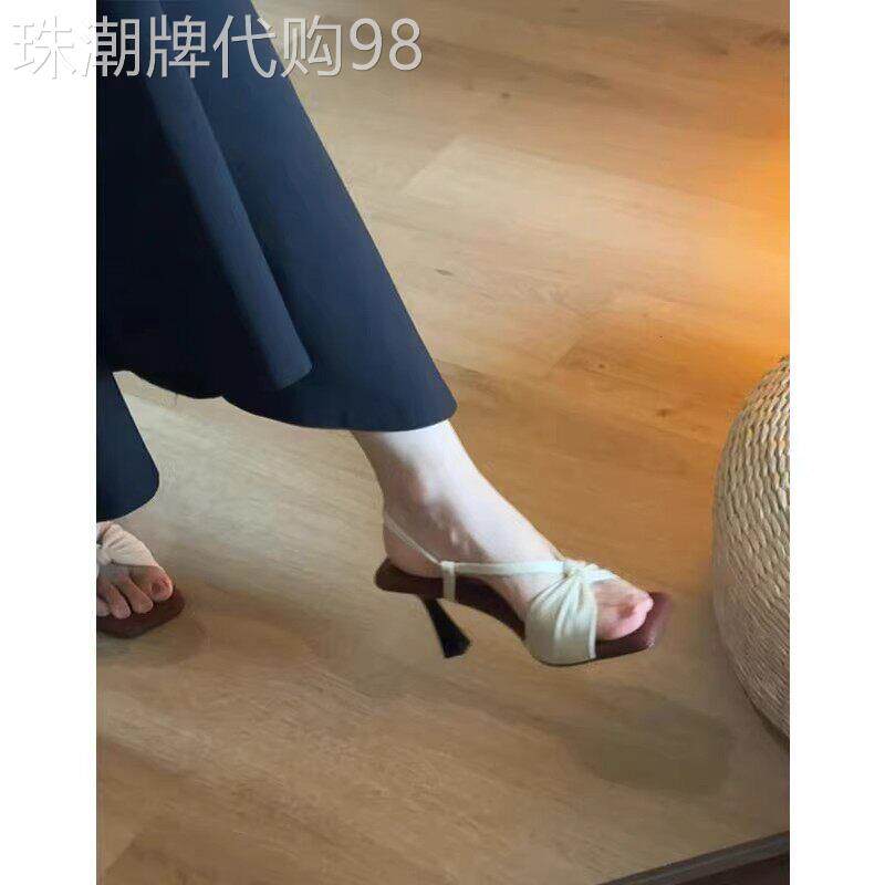 法国Uamtor羊皮版~法式绝美蝴蝶结高跟鞋女小众气质优雅细跟凉鞋