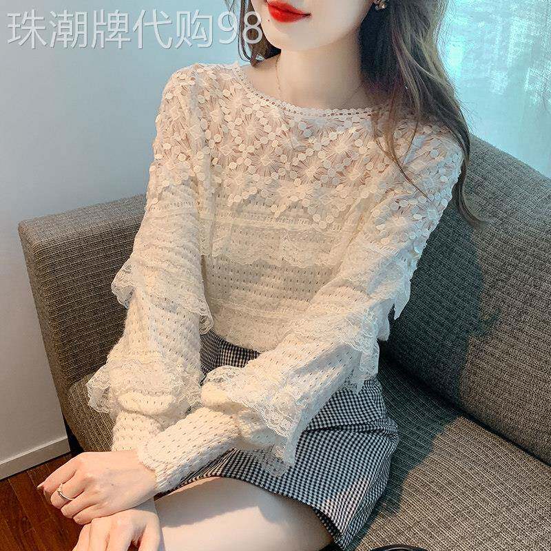 甜美风蕾丝打底衫女春季2025新款别致时尚衬衣女长袖套头气质上衣