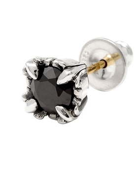 Musa Singing男士925银迷你小号正方形百合四爪镶嵌锆石18K金耳钉