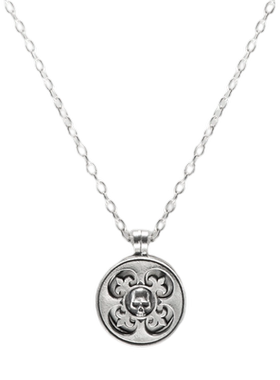 MusaSinging男骷髅头小圆牌项链