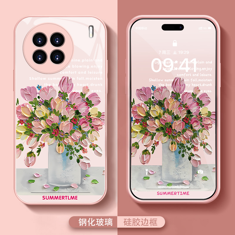 玻璃油画郁金香手机壳油画