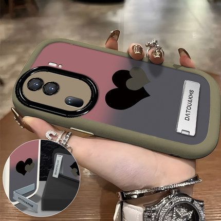 适用opporeno12pro手机壳女款reno11新款渐变双爱心reno10高级感reno9硅胶findx7pro软壳8pro支架reno7保护套