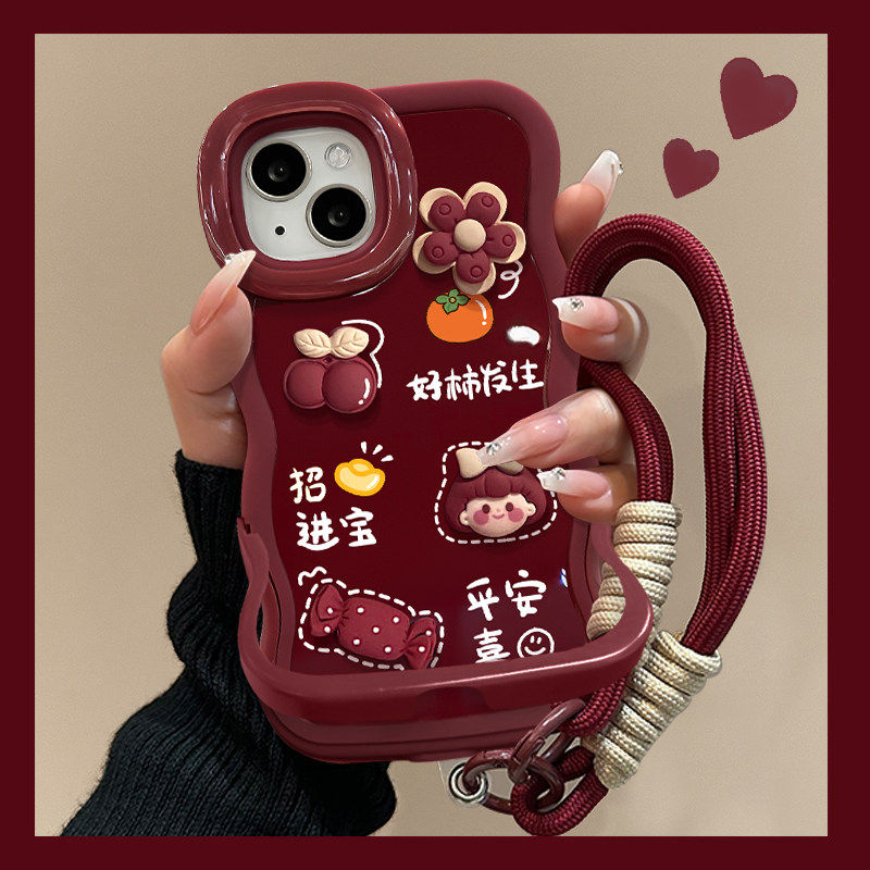 新年好柿发生隐形双支架适用苹果17promax手机壳华为mate80女pura70马年oppoReno15防摔vivox