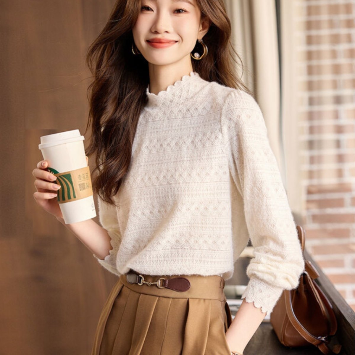 时尚气质温柔淑女衬衫女士2024年冬季新款重工百搭上衣