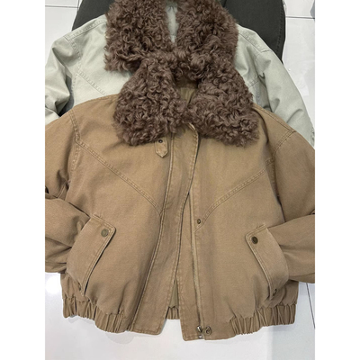 韩系短款羽绒棉服派克服女2025新款秋冬独特超好看厚毛领牛仔外套