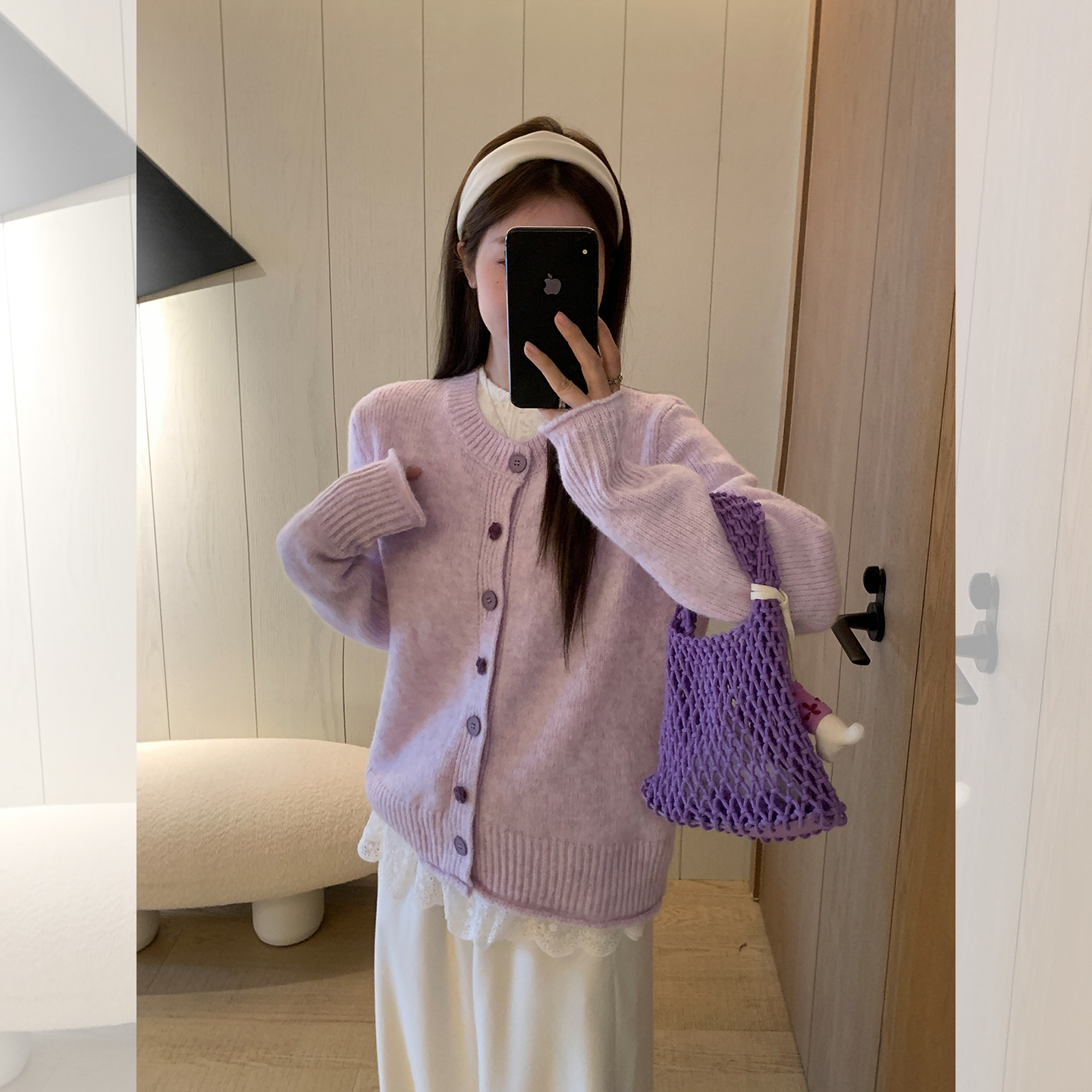 实拍实价圆领保暖加厚针织开衫外套毛衣女秋冬季宽松外搭长袖上衣