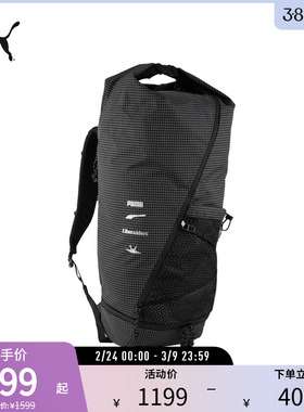 PUMA彪马 LIBERAIDERS联名款潮流卷顶黑白格纹便携双肩包 091212
