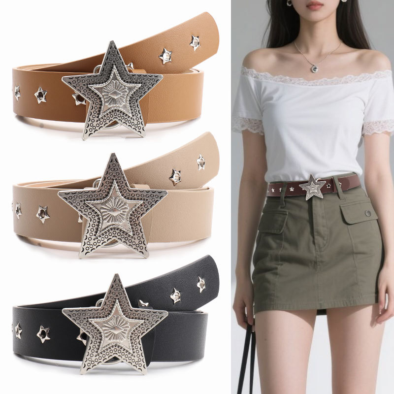 Punk style women's belt spicy girl hollow belt decoration