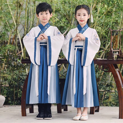 儿童古装汉服国学服宋代明朝书生郎中唐朝秀才衣服学生男孩演出服