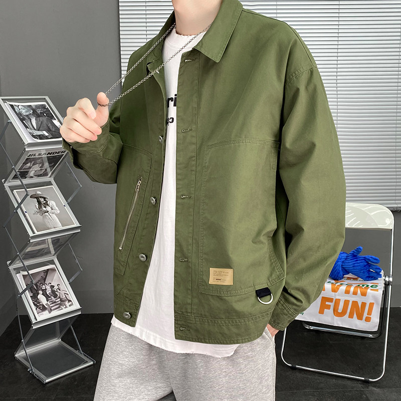 JK5227P85纯棉水洗夹克青少年纯色夹克时尚潮流简约百搭外套男,男装夹克,星座510A-6