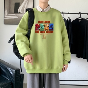 Y3258港风模特秋新款港风ins圆领套头印花卫衣外套学生男卫衣图片