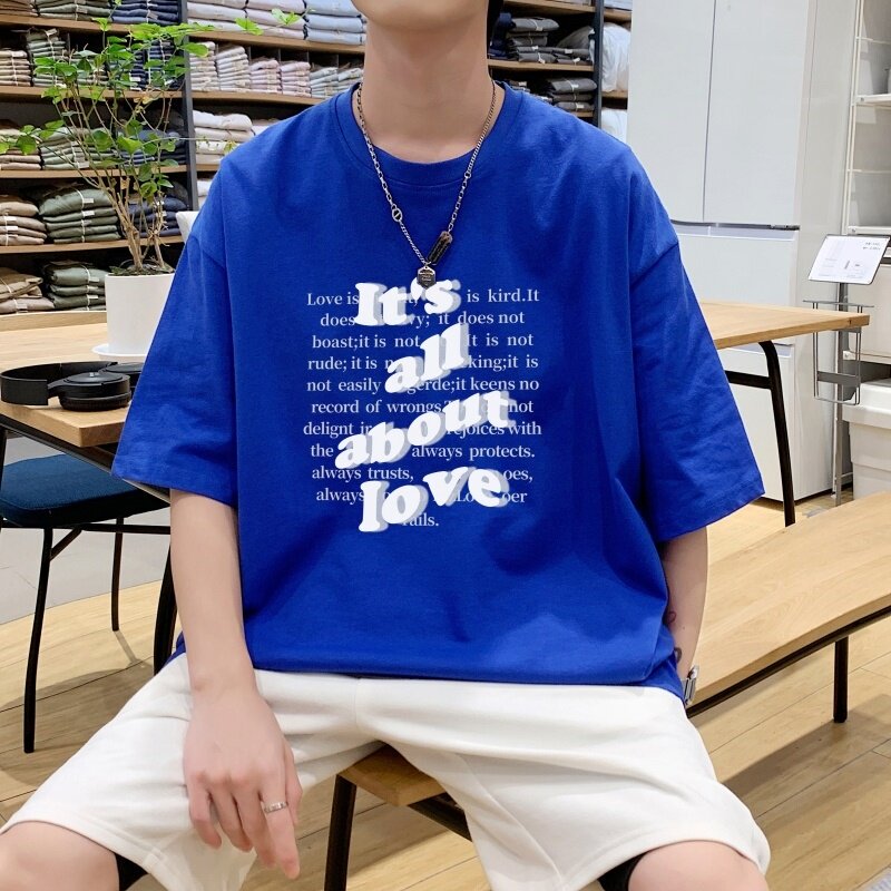 T3486P25港风落肩纯棉男T短袖潮趣印花T恤春夏英文男宽松T恤,男装T恤,星座510A-6