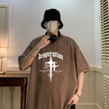 TF6381P38夏水洗蜡染T恤做旧落肩款宽松棉T男士复古美欧T恤，男装T恤，星座510A-6