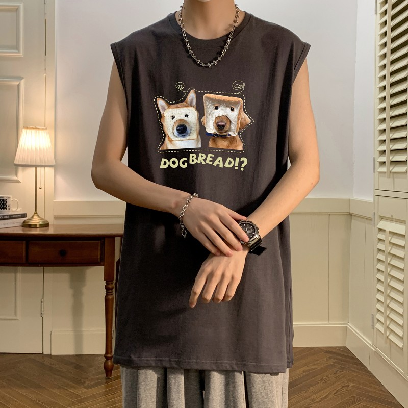 TW7150P25夏2023宽松无袖棉T男士T恤港风印花纯棉背心,男装T恤,星座510A-6