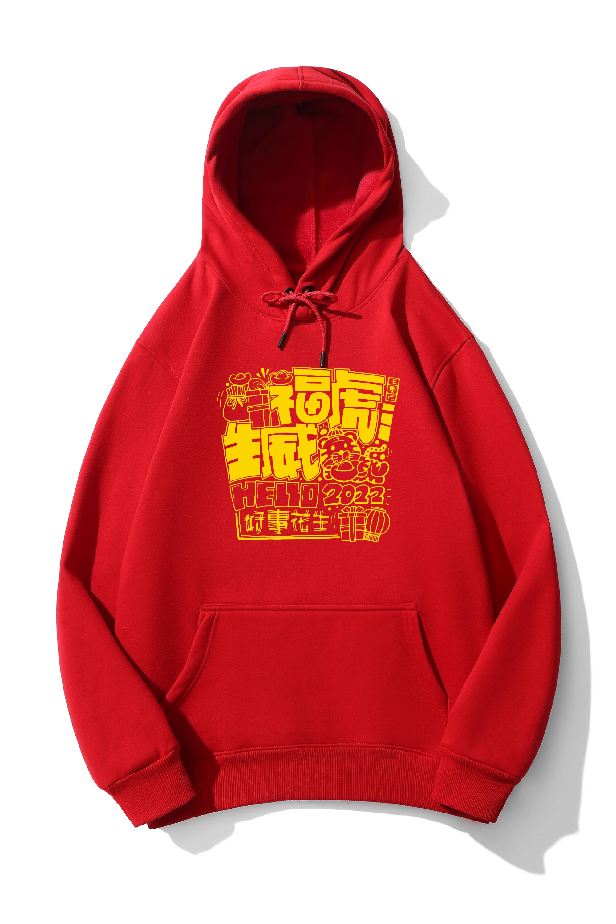 LN3087P65春节正常供货97%棉加绒卫衣标准款大红虎年喜庆连帽卫衣,男装卫衣,星座510A-6