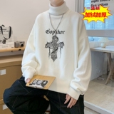 MGR6049P75卡通印花高领毛衣男生秋季复古时尚潮流上衣98，男装针织衫/毛衣，星座510A-6