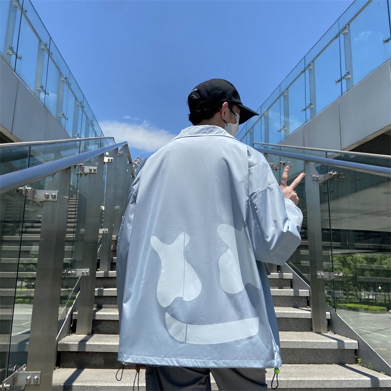 JK5230P95港风宽松夹克流行长袖外套流行男装休闲印花连帽夹克,男装夹克,星座510A-6