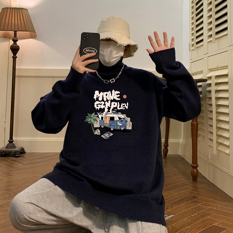 MG7343P45抗起球可翻高领毛衣针织衫冬季加厚保暖宽松毛衣,男装针织衫/毛衣,星座510A-6
