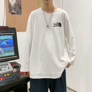 C2706P30潮牌长袖纯棉t恤秋季体恤宽松潮流潮趣文字印花宽松T恤