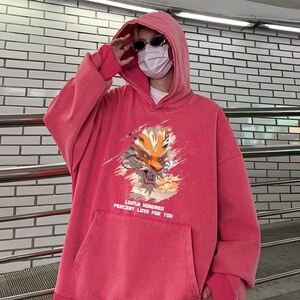 LF7342P68秋冬款直播品质棉卫衣2023水洗连帽卫衣男士落肩款图片