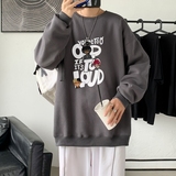 Y6168P40大落肩宽松圆领卫衣2023春秋新款50棉高货港风卫衣深灰，男装卫衣，星座510A-6