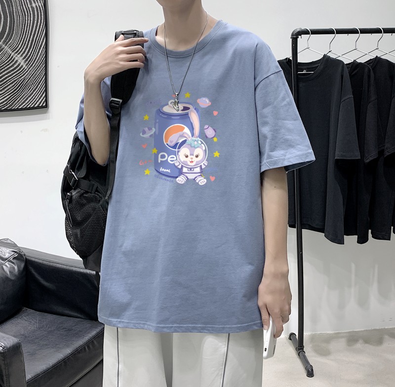 T2264P25港风室内夏装潮T恤男夏装款百搭印花短袖ins情侣装T恤图片