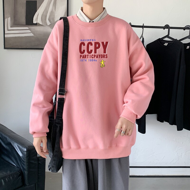 Y2426P38主推男圆领韩版运动外套ins港风青少年上衣21秋冬卫衣图片