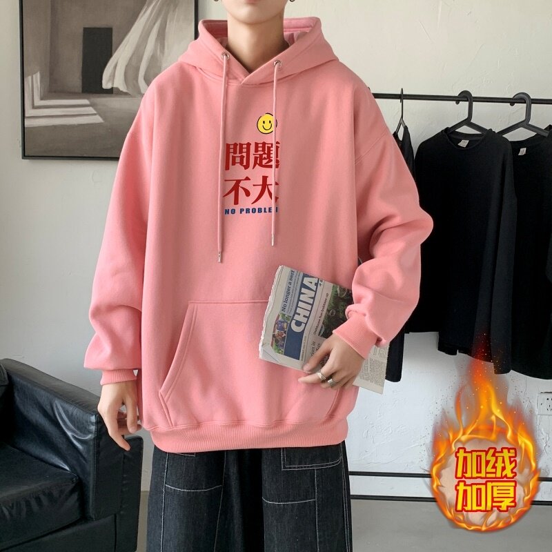LR6022P65落肩宽版连帽卫衣打底100%棉加绒加厚高货卫衣黑色,男装卫衣,星座510A-6