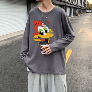 TC5189P30男长t恤长袖薄款夏季休闲纯棉体恤宽松青少年白色上衣图片