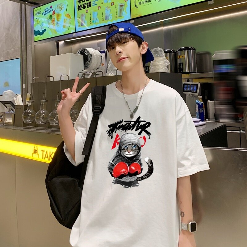 T3478P25新港风落肩纯棉T短袖字母卡通印花T恤2022男宽松圆领T恤,男装T恤,星座510A-6