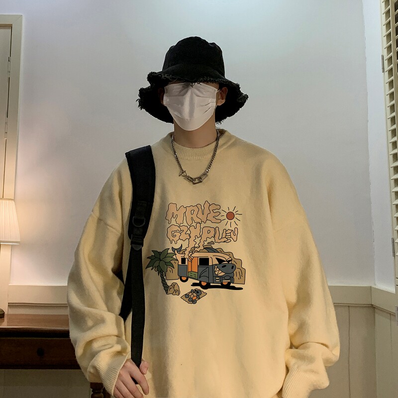 MD7356P45男生秋冬宽松毛衣外套男士潮流休闲针织衫圆领毛衣上衣,男装针织衫/毛衣,星座510A-6