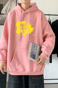 L2457P48秋装21中性纯色连帽卫衣套头宽松外套情侣装打底帽衫图片