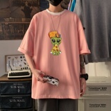 T3425P25宽松T恤港风落肩纯棉男T短袖潮趣印花T恤春夏新款2022男，男装T恤，星座510A-6