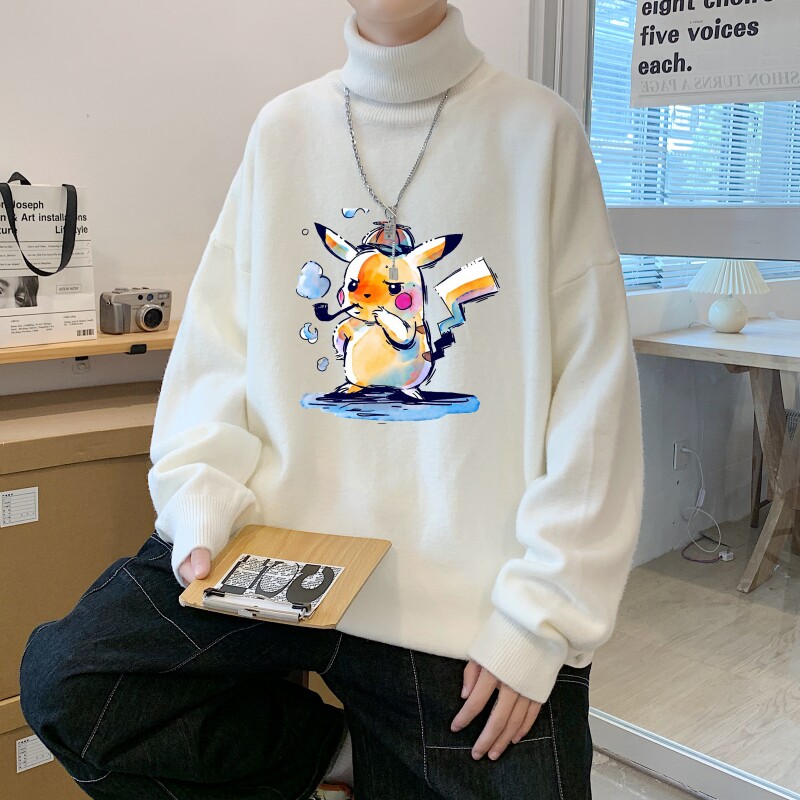 MG3020P65港风新款男生宽松长袖毛衣高领休闲线衣潮流休闲针织衫图片