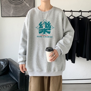 Y2450P38！21年秋冬新款港风日系大码印花长袖圆领卫衣男图片