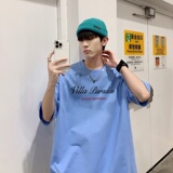 T3342P25新款2022男宽松T恤港风落肩纯棉男T短袖潮趣印花T恤春夏，男装T恤，星座510A-6