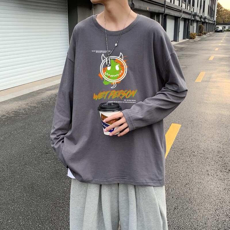 C2622P30潮牌长袖纯棉t恤秋季体恤宽松潮流潮趣文字印花宽松T恤,男装T恤,星座510A-6