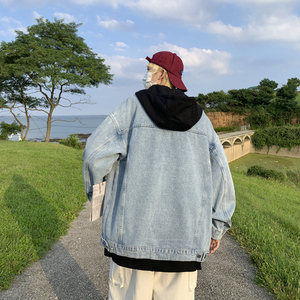 JK5411P75复古潮牌连帽工装牛仔外套男2023秋季高街痞帅潮流宽松图片