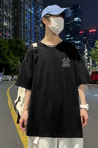 D2124P18 港风室外纯多色全棉夏季新款时尚印花大码短袖情侣款T恤图片