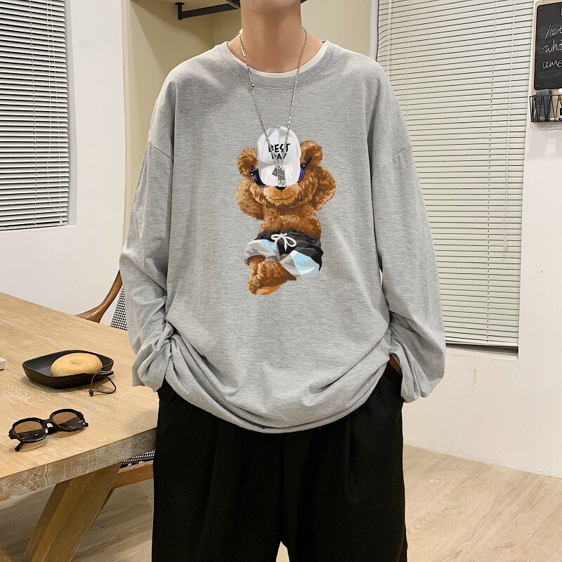 TC5185P30小熊纯棉长袖t恤男秋季NASA潮牌情侣上衣ins潮流宽松百,男装T恤,星座510A-6