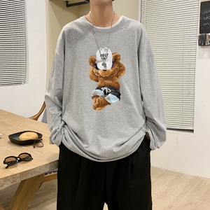 TC5185P30小熊纯棉长袖t恤男秋季NASA潮牌情侣上衣ins潮流宽松百图片