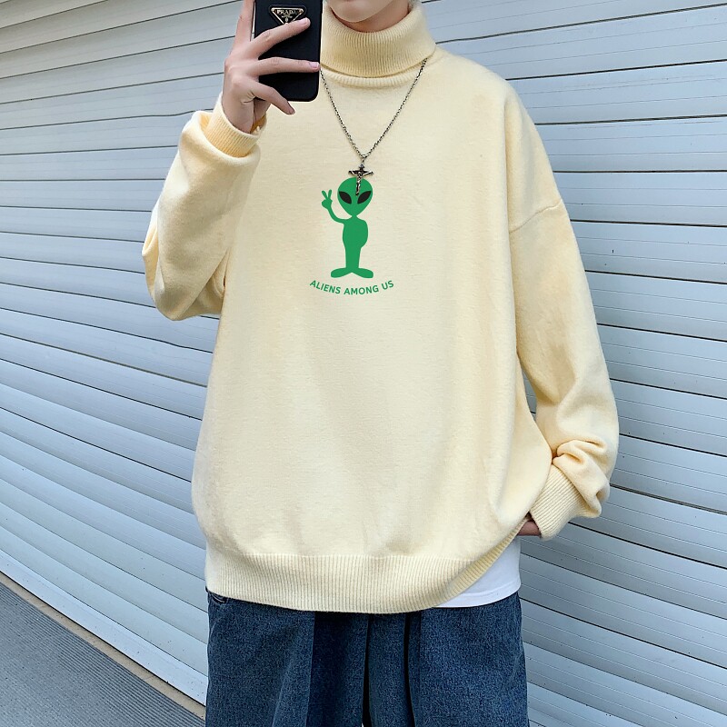 MG5541P65美式复古毛衣男加绒加厚春秋季oversize高街潮牌宽松,男装针织衫/毛衣,星座510A-6